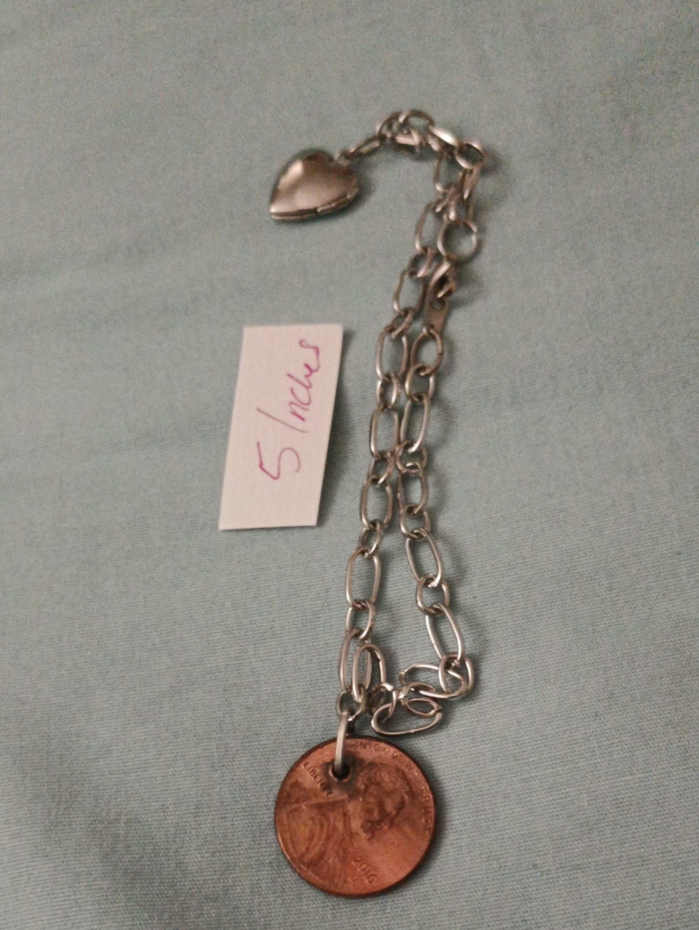 Silver-Tone Charm Bracelet with 2016 Copper Coin Charm
